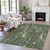 3' X 5' Fern Green And Beige Abstract Washable Indoor Outdoor Area Rug - Fern Green, Beige