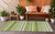 2' X 8' Fern Green Striped Washable Non Skid Indoor Outdoor Runner Rug