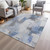 3' X 5' Denim Blue And Ivory Abstract Washable Indoor Outdoor Area Rug - Denim Blue, Ivory