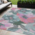5' X 8' Teal Blue And Aqua Floral Washable Indoor Outdoor Area Rug Transitional Style - Teal Blue, Aqua Color