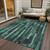 3' X 5' Sage Teal Blue And Emerald Striped Washable Indoor Outdoor Area Rug