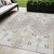 5' X 8' Ivory Beige And Taupe Ikat Washable Indoor Outdoor Area Rug