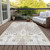 5' X 8' Ivory Beige And Taupe Ikat Washable Indoor Outdoor Area Rug