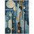 3' X 5' Blue Ivory And Copper Geometric Washable Indoor Outdoor Area Rug