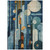3' X 5' Blue Ivory And Copper Geometric Washable Indoor Outdoor Area Rug