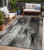 5' X 8' Gray And Black Abstract Washable Indoor Outdoor Area Rug