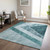 3' X 5' Teal Blue Aqua And Blue Geometric Washable Indoor Outdoor Area Rug