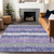 5' X 8' Purple And Gray Striped Washable Indoor Outdoor Area Rug
