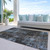 5' X 8' Graphite Charcoal And Silver Abstract Washable Indoor Outdoor Area Rug