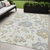 5' X 8' Ivory Gray And Gold Floral Washable Indoor Outdoor Area Rug
