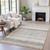5' X 8' Gray And Silver Striped Washable Indoor Outdoor Area Rug