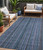 5' X 8' Blue Gray And Sky Blue Striped Washable Indoor Outdoor Area Rug