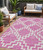 5' X 8' Blush And Ivory Geometric Washable Indoor Outdoor Area Rug Transitional Style - Blush, Ivory Color