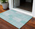 3' X 5' Aqua Teal Blue And Silver Patchwork Washable Indoor Outdoor Area Rug