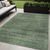 5' X 8' Olive Green And Gray Striped Washable Indoor Outdoor Area Rug - Olive Green, Gray
