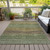 3' X 5' Olive Green And Chocolate Striped Washable Indoor Outdoor Area Rug