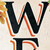 36" Off White Orange And Black Solid Wood Porch Sign