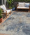 5' X 8' Denim Blue Beige And Charcoal Abstract Washable Indoor Outdoor Area Rug