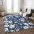 3' X 5' Navy Blue And Ivory Floral Washable Indoor Outdoor Area Rug Transitional Style - Navy Blue, Ivory Color