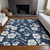 3' X 5' Navy Blue And Ivory Floral Washable Indoor Outdoor Area Rug Transitional Style - Navy Blue, Ivory Color
