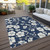 3' X 5' Navy Blue And Ivory Floral Washable Indoor Outdoor Area Rug - 880016457148