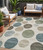 5' X 8' Ivory Fern Green And Teal Blue Geometric Washable Indoor Outdoor Area Rug