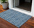 3' X 5' Navy Blue And Ivory Geometric Washable Indoor Outdoor Area Rug Transitional Style - Navy Blue, Ivory Color