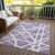 3' X 5' Lavender And Ivory Geometric Washable Indoor Outdoor Area Rug Transitional Style - Lavender, Ivory Color