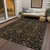 5' X 8' Black Brown And Red Floral Washable Indoor Outdoor Area Rug