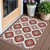 3' X 5' Red And Beige Medallion Washable Indoor Outdoor Area Rug