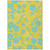 3' X 5' Yellow And Aqua Floral Washable Indoor Outdoor Area Rug