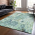 3' X 5' Teal Blue Green And Ivory Abstract Washable Indoor Outdoor Area Rug