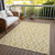 3' X 5' Gold And Ivory Geometric Washable Indoor Outdoor Area Rug