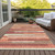 3' X 5' Coral Peach And Taupe Striped Washable Indoor Outdoor Area Rug