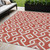 5' X 8' Red And Ivory Geometric Washable Indoor Outdoor Area Rug - Red, Ivory
