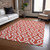 5' X 8' Red And Ivory Geometric Washable Indoor Outdoor Area Rug - Red, Ivory