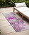 8' Runner Gray and Purple Abstract Washable Non Skid Indoor Outdoor Runner Rug - Gray, Purple