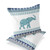 Set of Two 16" X 16" Blue and White Elephant Blown Seam Paisley Indoor Outdoor Throw Pillow