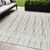 5' X 8' Ivory Brown And Beige Geometric Washable Indoor Outdoor Area Rug