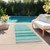 2' X 8' Aqua Striped Washable Indoor Outdoor Runner Rug