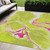 5' X 8' Lime Green Neon Pink And Ivory Abstract Washable Indoor Outdoor Area Rug