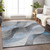 3' X 5' Sky Blue Gray And Silver Abstract Washable Indoor Outdoor Area Rug