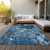 5' X 8' Blue And Gray Abstract Washable Indoor Outdoor Area Rug