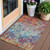 3' X 5' Copper Blue And Red Geometric Washable Indoor Outdoor Area Rug