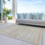 3' X 5' Sage Striped Washable Indoor Outdoor Area Rug