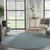 8' Aqua Round Power Loom Area Rug