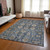 3' X 5' Navy Blue Beige And Taupe Oriental Washable Indoor Outdoor Area Rug