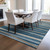 3' X 5' Denim Blue And Gray Striped Washable Indoor Outdoor Area Rug - Denim Blue, Gray