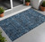 3' X 5' Blue And Black Floral Washable Indoor Outdoor Area Rug