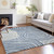 3' X 5' Sky Blue Denim Blue And Ivory Abstract Washable Indoor Outdoor Area Rug - Sky Blue, Denim Blue, Ivory
